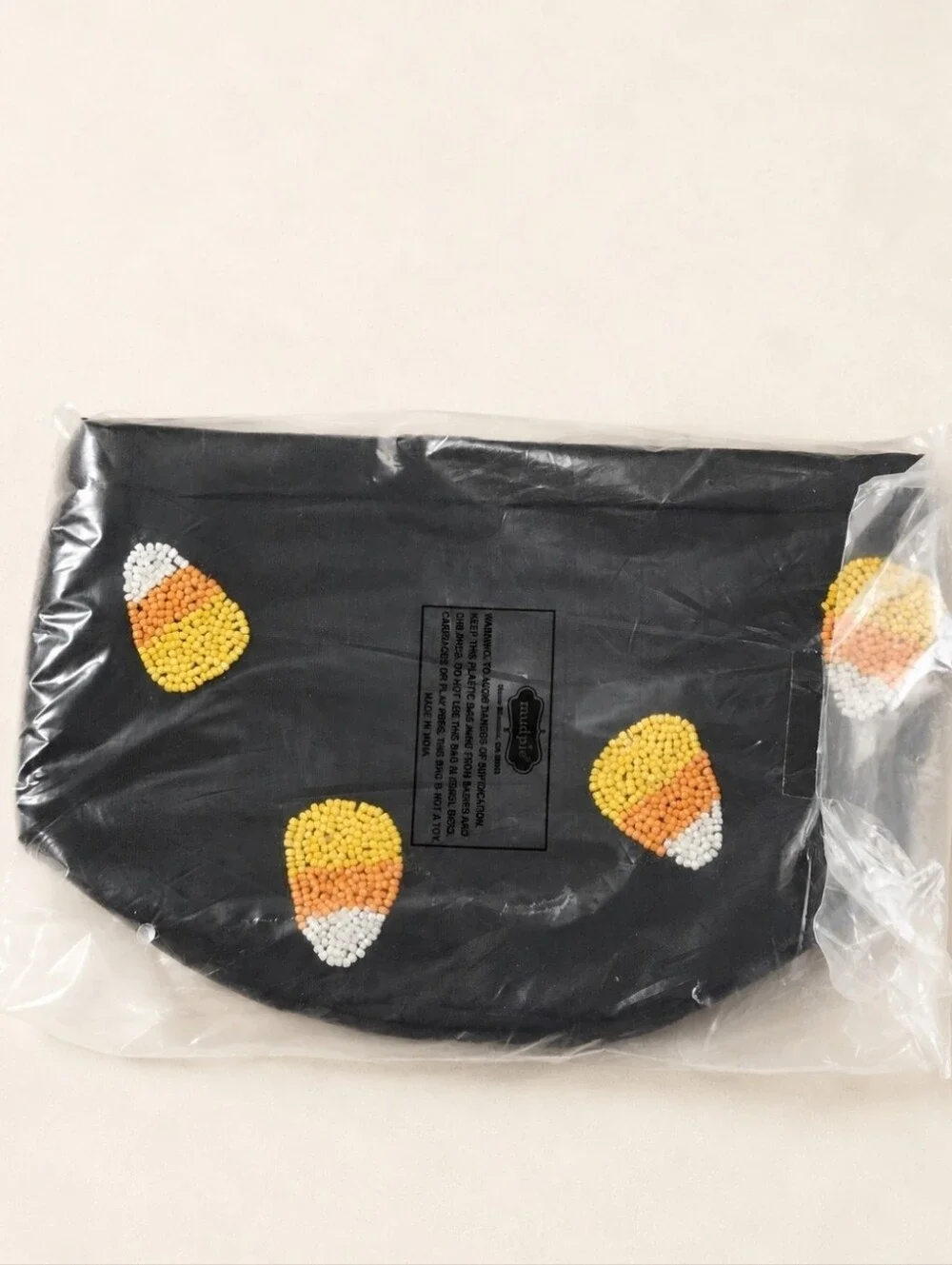 Mud Pie Candy Corn Beaded Halloween Trick or Treat Bucket NWT